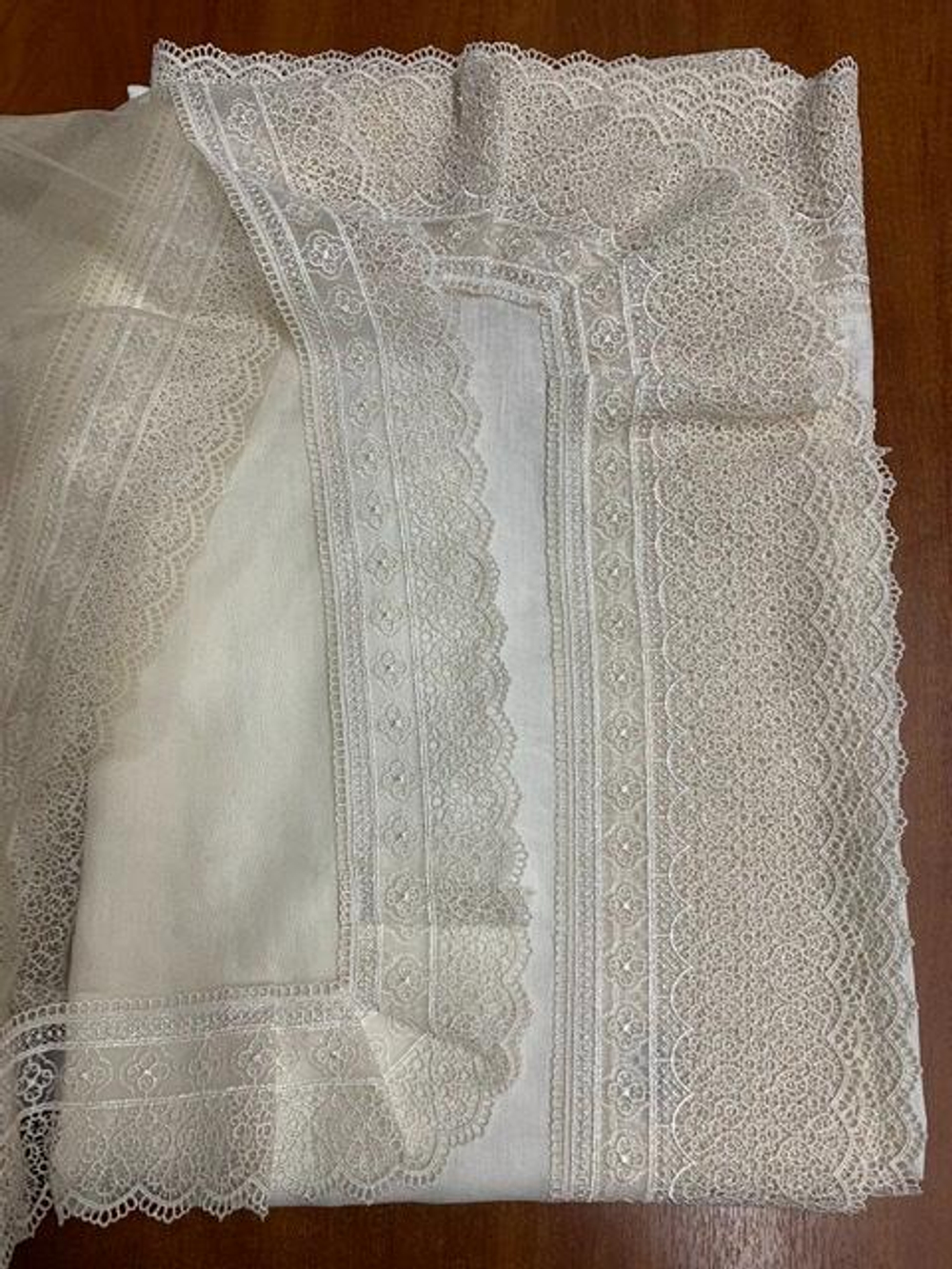 Набор скатертей 2шт 170х280 и 120х220 и 12 салфеток Gamba 1022 Macrame Panna шампань