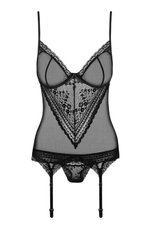 Черное ками кружевное Picantina Corset LXL (46-48) (Цвет: черный)