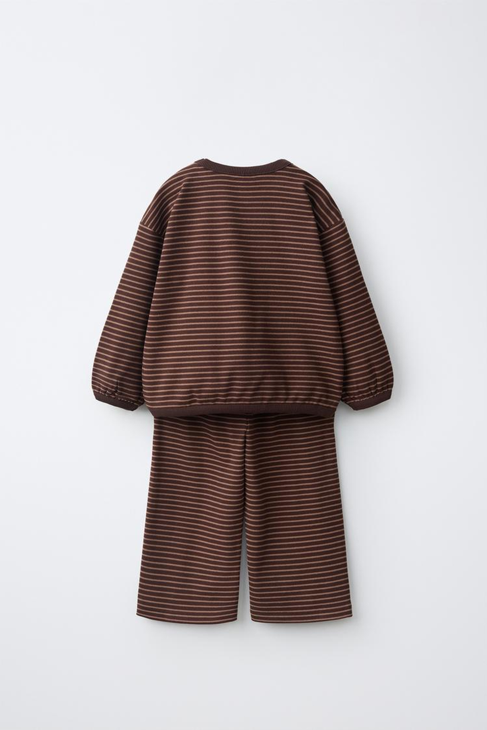 ZARA КОМПЛЕКТ ИЗ ТОЛСТОВКИ И БРЮК В ПОЛОСКУ, ТЕМНО-КОРИЧНЕВЫЙ
