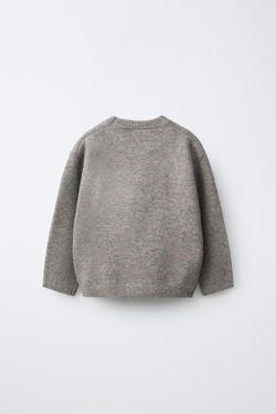 ZARA ДЖЕМПЕР С ВЫШИТЫМ МИШКОЙ, СЕРО-КОРИЧНЕВЫЙ