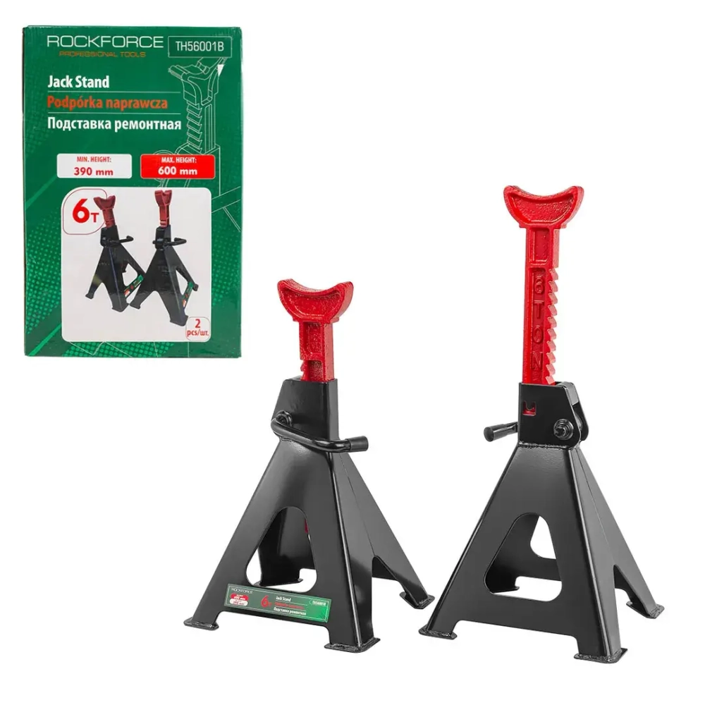 Подставка ремонтная 6т (h min 390мм, h max 600мм) (к-т 2шт) RockForce##Rock FORCE RF-TH56001B(DS)
