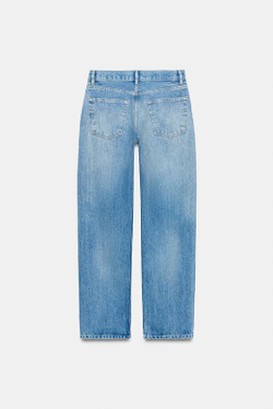 ZARA ДЖИНСЫ ZW COLLECTION ПРЯМОГО КРОЯ СО СРЕДНЕЙ ПОСАДКОЙ, ВЫЦВЕТШИЙ СИНИЙ