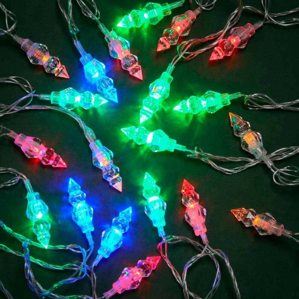 Гирлянда электрическая с насадками "Мультикристаллы" 4м, 20 LED, 8 режимов, мультицвет, прозрачный П