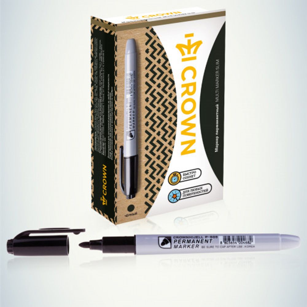 207899 Crown Маркер перманентный MULTI MARKER SLIM, ЧЕРНЫЙ пулевидный 2мм (P-505) | Crown