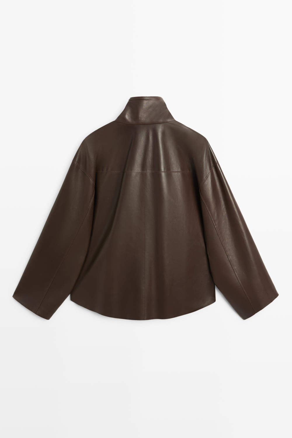 Massimo Dutti Кожаная куртка из наппы с застежкой на планку, коричневый