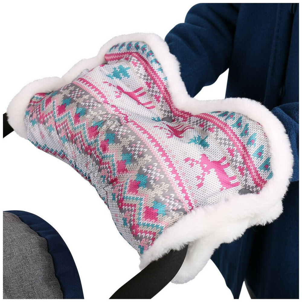 Муфта для санок принт "вязанный розовый