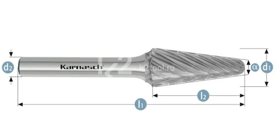 Борфреза твердосплавная Karnasch форма L, 6х18х6х50 мм, насечка HP-3 PRO, без покрытия, арт. 11.4098-010