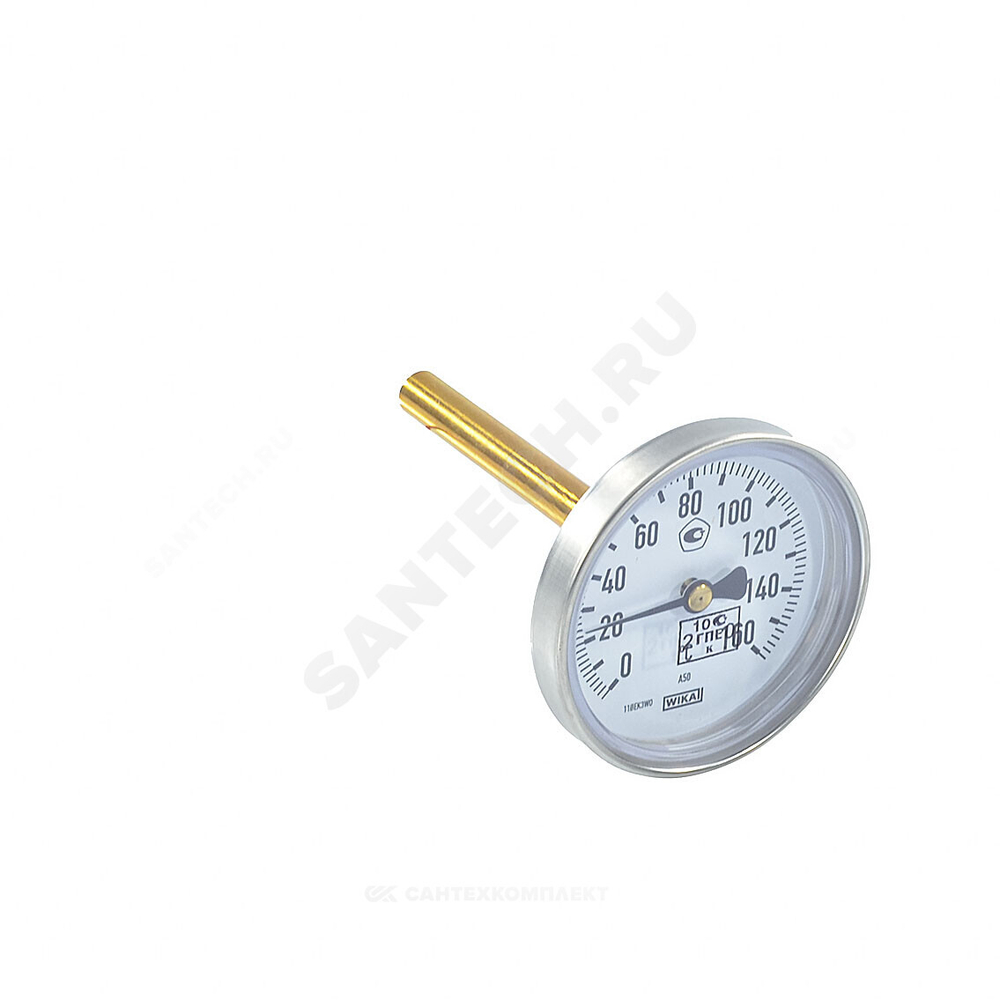 Термометр биметаллический осевой Дк80 160С L=100мм G1/2" A50.10 Wika 3905900