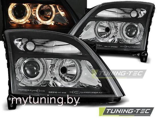 Передние фары Opel Vectra C angel eyes black