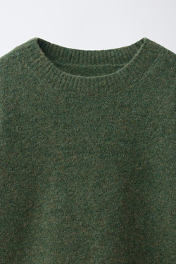 ZARA ОДНОТОННЫЙ СВИТЕР, ЗЕЛЕНЫЙ