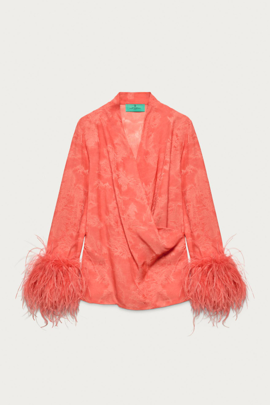 ZARA X MARISA BERENSON РУБАШКА ИЗ ВИСКОЗЫ, КРАСНЫЙ/ОРАНЖЕВЫЙ