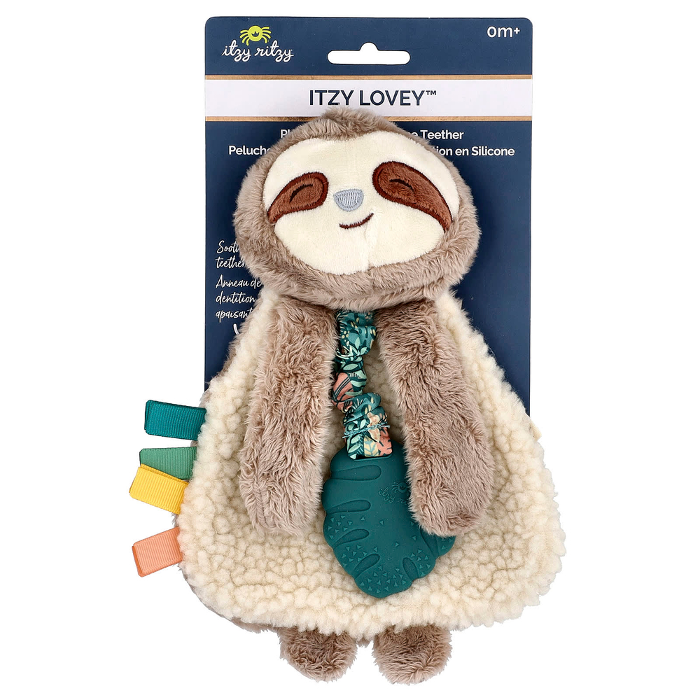 itzy ritzy, Itzy Lovey ™, Plush Lovey с силиконовым прорезывателем для зубов, от 0 месяцев, для праздника, 1 прорезыватель для зубов