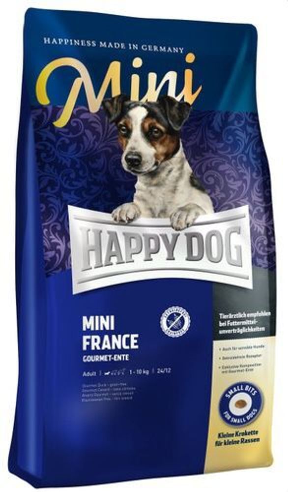 Сухой корм Happy Dog Mini France для собак мелких пород при пищевой аллергии беззерновой с уткой 1 кг Сухой корм Happy Dog Mini France для собак мелких пород при пищевой аллергии беззерновой с уткой 1 кг