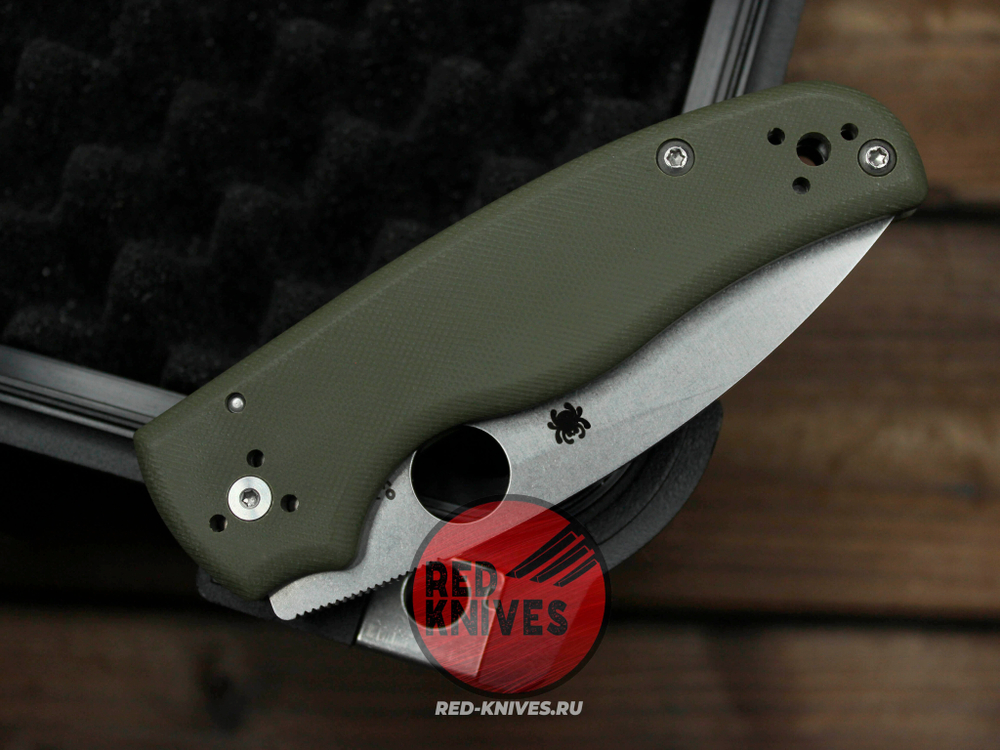 Нож Spyderco Shaman FP - рукоять зеленый OD G10, клинок плейн
