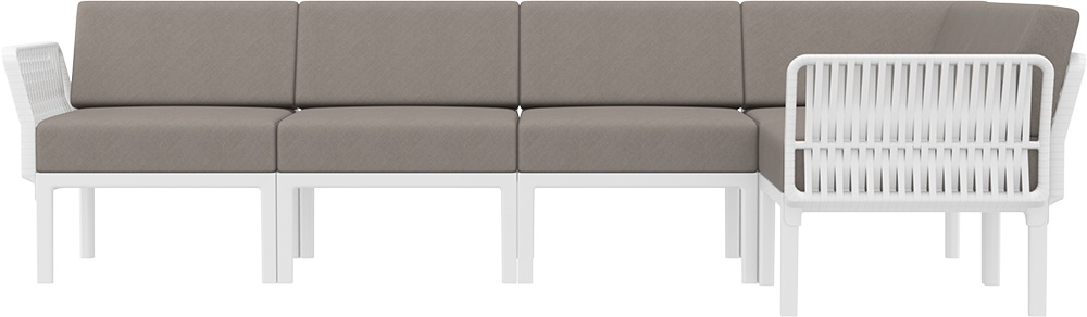 Комплект пластиковой мебели Siesta Contract Portofino Lounge Corner, белый, светло-коричневый