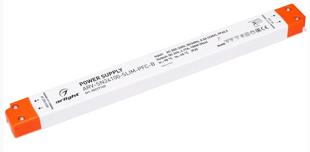 Блок питания Arlight ARV-SN24100-Slim (24V, 4,17A, 100W, PFC) Блок питания Arlight ARV-SN24100-Slim (24V, 4,17A, 100W, PFC)