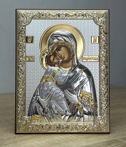 Владимирская БМ, икона прямоугольная без рамки, красное дерево 150х200