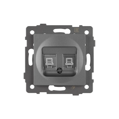 Механизм компьютерной розетки двойной SCT-MPC2-PL-GR-V (RJ-45, CAT6) (Arlight, -)