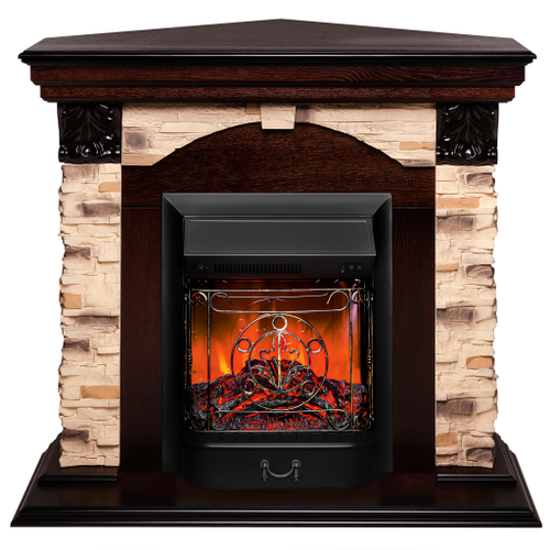 Каминокомплект Real Flame Dublin Corner Rock AO с очагом Majestic Lux Black (угловой) (без пульта)