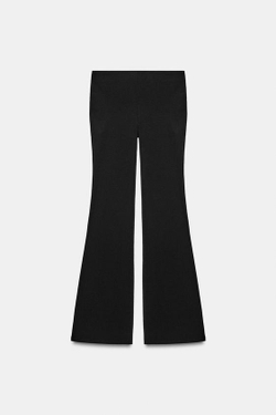 ZARA РАСКЛЕШЕННЫЕ БРЮКИ СТРЕТЧ В ГОРОШЕК, ЧЕРНЫЙ