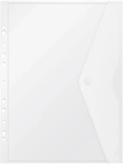 Конверт на кнопке Бюрократ -PK880CLEAR/1 A4 с перфорац. по длинной стороне пластик 0.18мм прозрачный