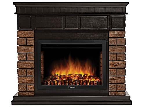 Портал Firelight Bricks Wood 25 камень темный, шпон венге