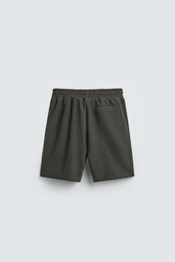 ZARA ШОРТЫ-ДЖОГГЕРЫ ИЗ РЕЛЬЕФНОЙ ТКАНИ, ЗЕЛЕНОВАТЫЙ