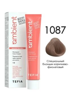 Tefia Ambient Перманентная крем-краска для волос 1087 Специальный блондин коричнево-фиолетовый, 60 мл