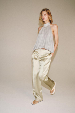 ZARA БРЮКИ ПРЯМОГО КРОЯ ИЗ СМЕСОВОГО ЛЬНА — ZW COLLECTION, КАМЕННО-СЕРЫЙ
