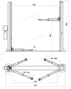 Двухстоечный подъемник RLP2-450S (серый)