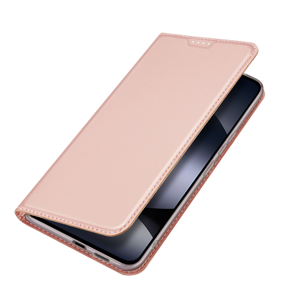 Чехол книжка из PU кожи розового цвета от Dux Ducis для смартфона Xiaomi Redmi Note 14 4G, серия Skin Pro Series Case
