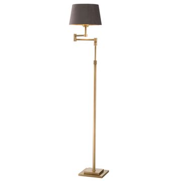 Eichholtz Floor Lamp Corbin, Brushed Brass Finish (grey velvet shade)