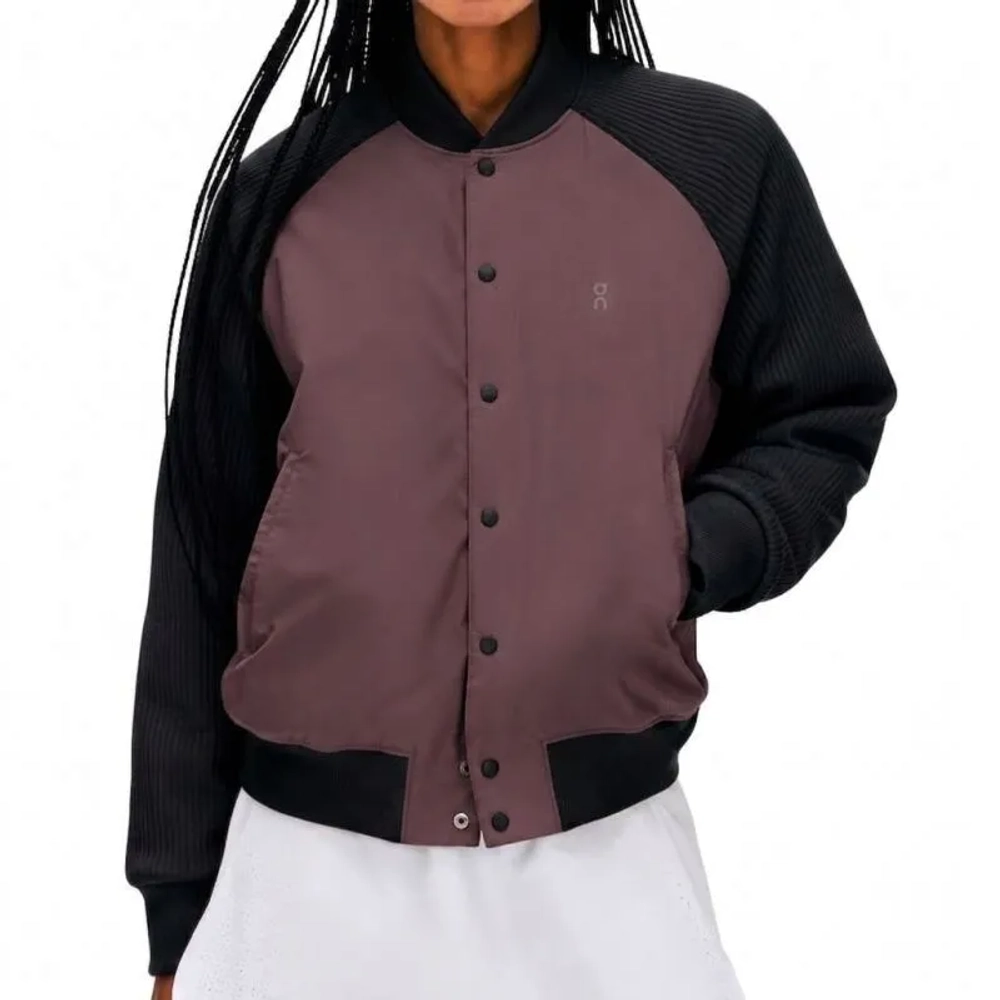 Женская Кофта теннисная On Courtside Bomber - mulberry/black