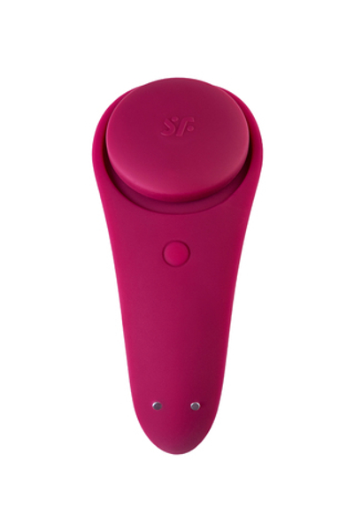 Вибровкладыш в трусики Satisfyer Sexy Secret Connect App, силикон, бордовый, 8,5 см