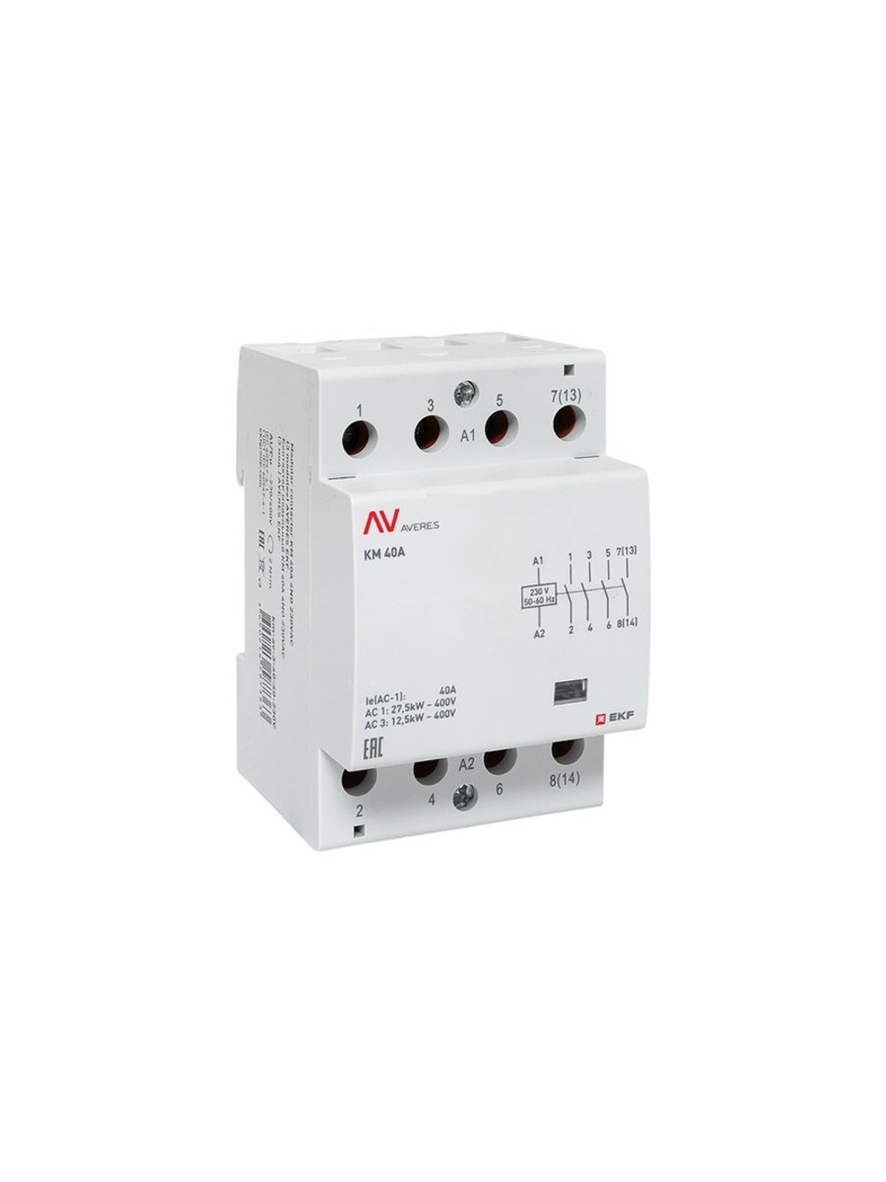 Контактор модульный КМ 40А 4NO 230В AC (3 мод.) AVERES EKF km-av-3-40-40-230V