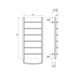 Полотенцесушитель электрический Point Афина PN04148E П6 400x800 левый/правый, хром