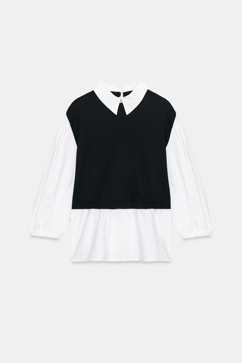 КОМБИНИРОВАННАЯ РУБАШКА ИЗ ПОПЛИНА — ZARA