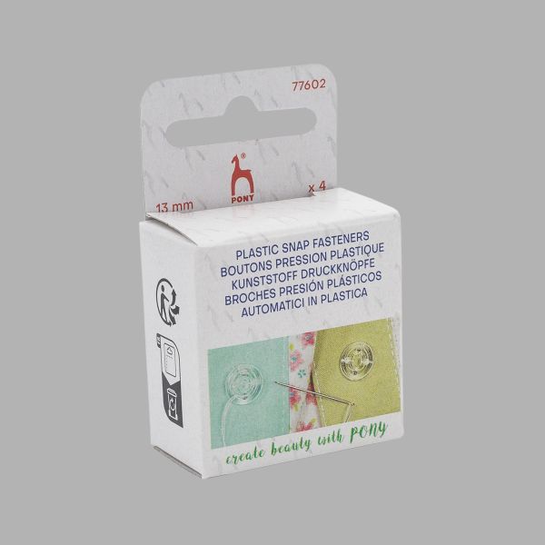Кнопка пришивная пластик 13 мм, прозрачный, 4 шт, Pony, 77602(76515)