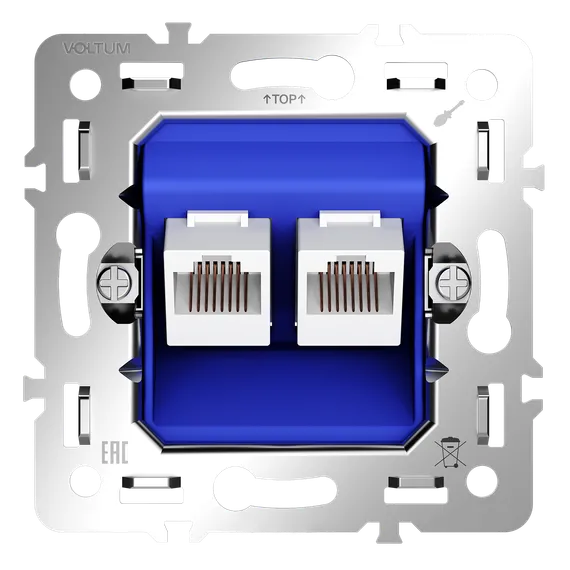 Механизм розетки компьютерной двойной RJ45+RJ45 Cat 6 Voltum S70 VLS0602M