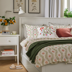 IKEA FYRISVIDE  (ИКЕА ФИРИСВИДЕ)  -  Пододеяльник и 2 наволочки - белый/цветочный узор 200x200/50x60 см
