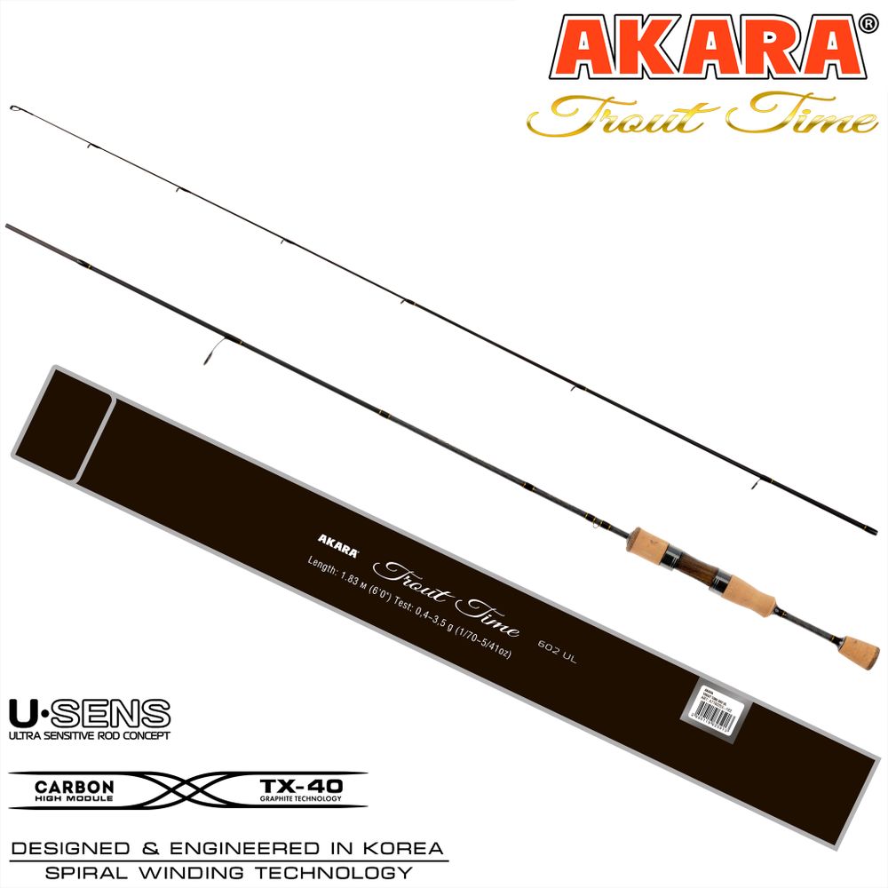 Спиннинг штекерный угольный 2 колена Akara Trout Time 602 UL