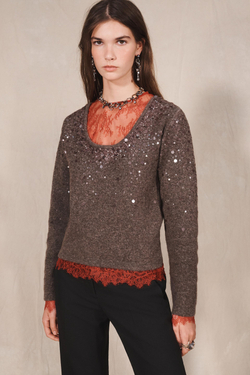 ZARA СВИТЕР ИЗ СМЕСОВОЙ ШЕРСТИ - LIMITED EDITION, КОРИЧНЕВЫЙ