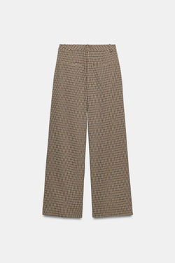 ZARA ШИРОКИЕ БРЮКИ В КЛЕТКУ, РЫЖЕВАТО-КОРИЧНЕВЫЙ