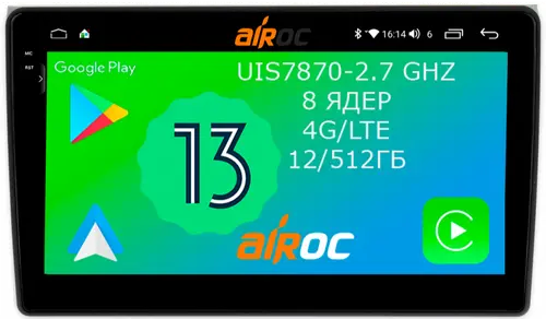Магнитола для Volkswagen T5, T6, Tiguan, Passat, Polo, Jetta, Amarok, Golf и др., Skoda Fabia, Rapid - Airoc 2K AU-3701 на Android 13, Быстрейшая, SIM-слот
