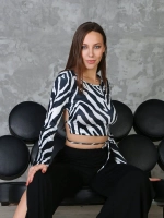 топ с завязками для танцев pole dance с принтом зебра