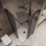 Душевое ограждение Niagara Nova NG-2830-34BLACK (100х100х195) квадрат,черный матовый,двери раздвижные,стекло тонированное,1 место