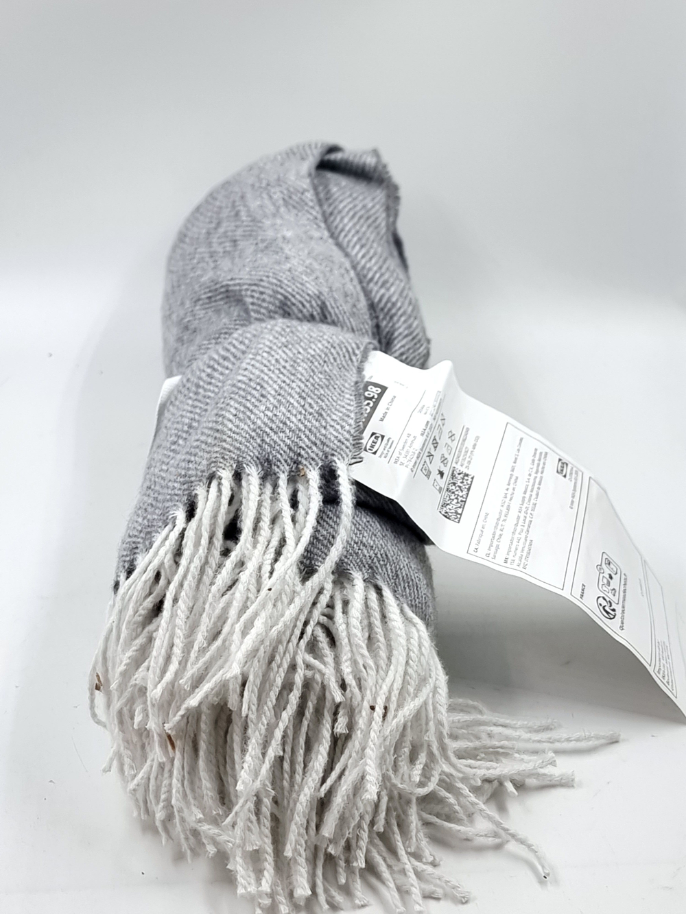 IKEA Плед HOLMVI, серый с бахромой 120х160 см (из Финляндии)