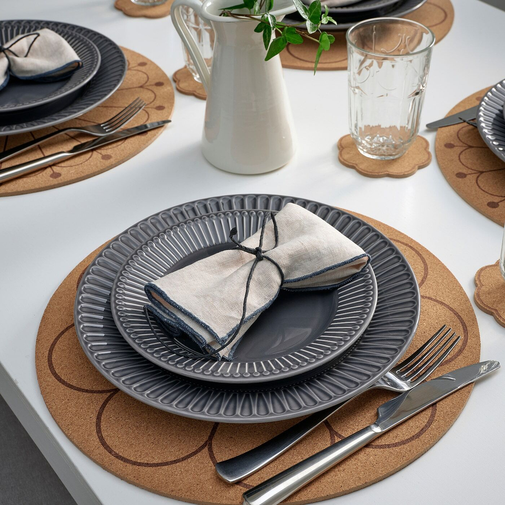 IKEA SVARTVIDE  (ИКЕА СВАРТВИДЕ)  -  Коврик, пробка/цветочный рисунок, 35 см