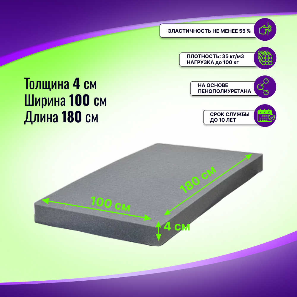 Поролон ELAX EHR 3530 толщиной 4 см, жесткость 3 кПа, плотность 35 кг/м3