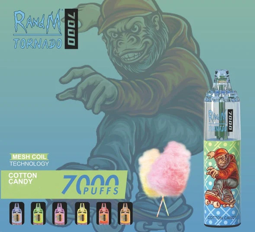 RandM Tornado 7000 - Cotton Candy (5% nic)